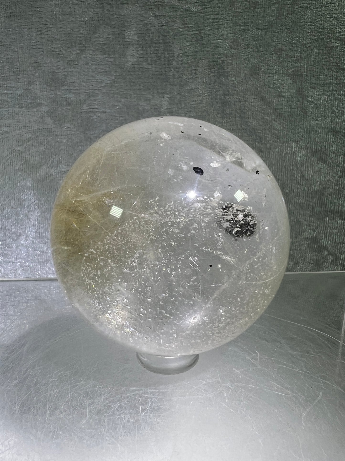 Rutile Quartz Sphere. 56mm. High Quality Golden Rutilated Quartz With Mica Inclusions. Gorgeous Rare Display Sphere