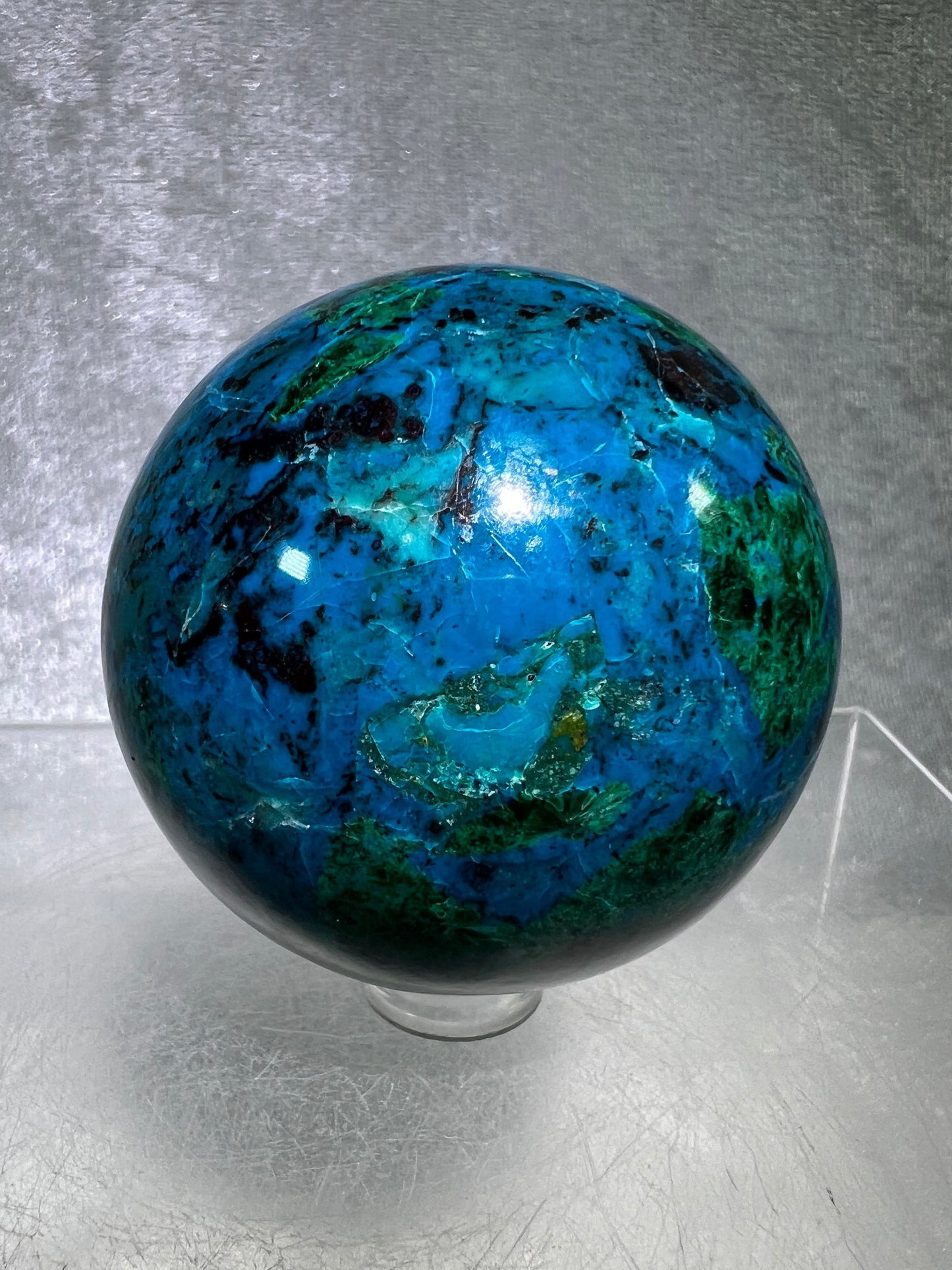 Chrysocolla Sphere From Peru. Stunning Vibrant Colors. Gorgeous High Quality Collectors Sphere