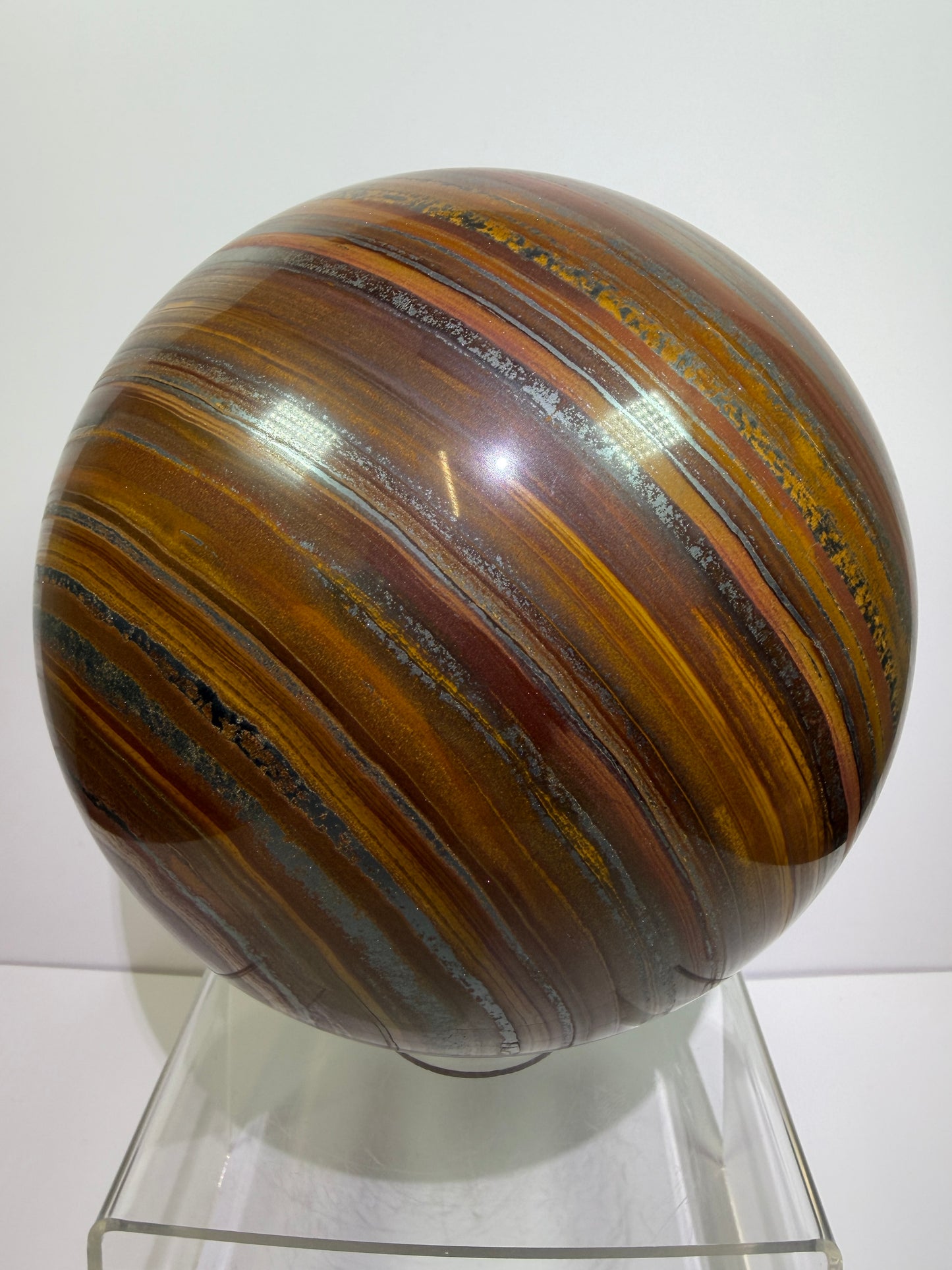 Tiger Iron Crystal Sphere. Massive 160mm, 15 lbs. Stunning High Quality Display Sphere