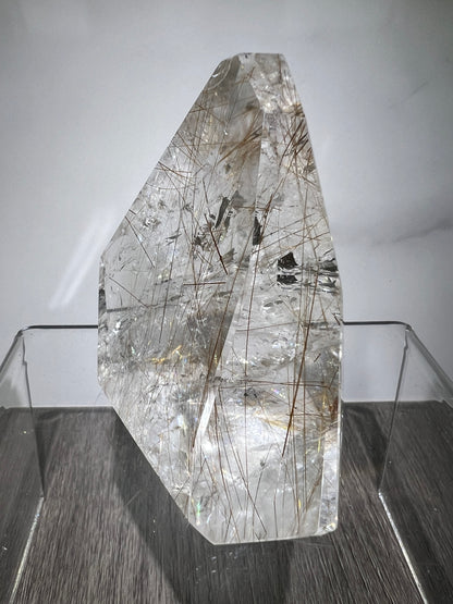 Rutile Quartz Polished Freeform. Stunning Copper And Gold Rutilated Quartz. High Quality Display Crystal