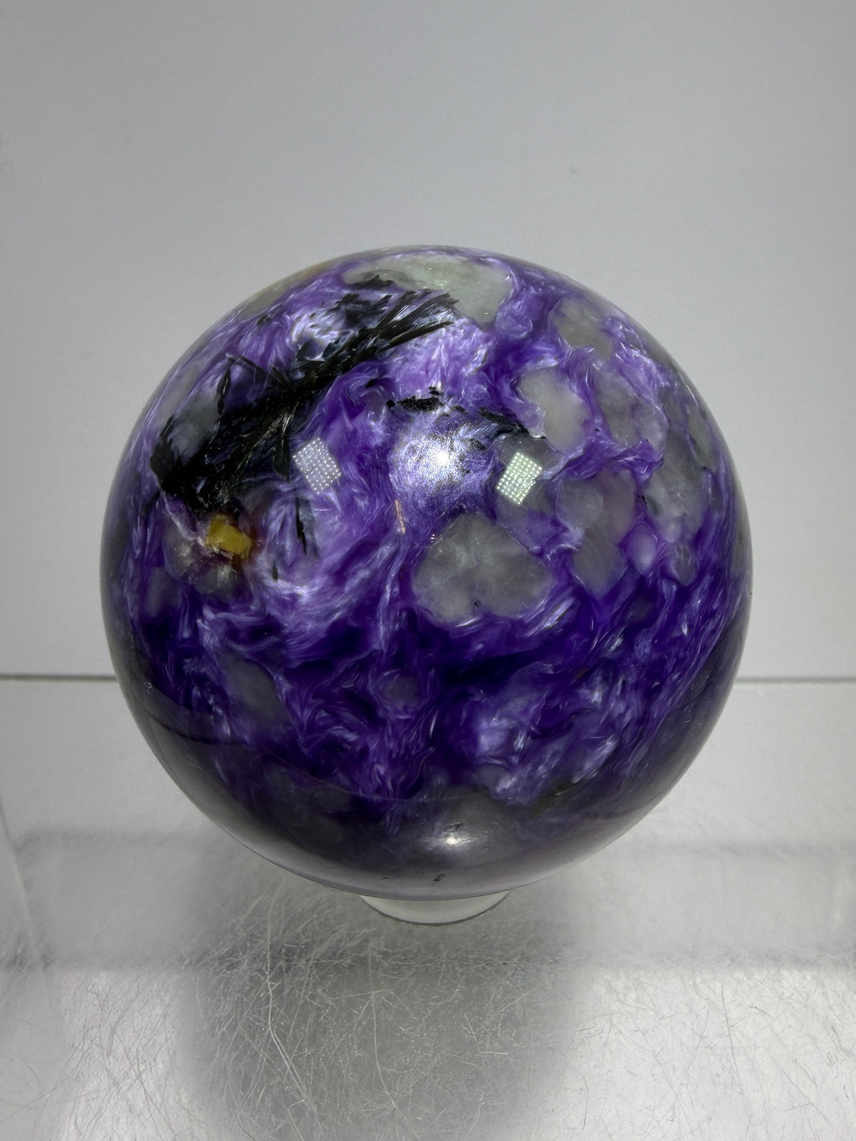 Charoite Crystal Sphere. 50mm. High Quality Beautiful Crystal. Amazing Patterns And Flash. Stunning Rare Crystal