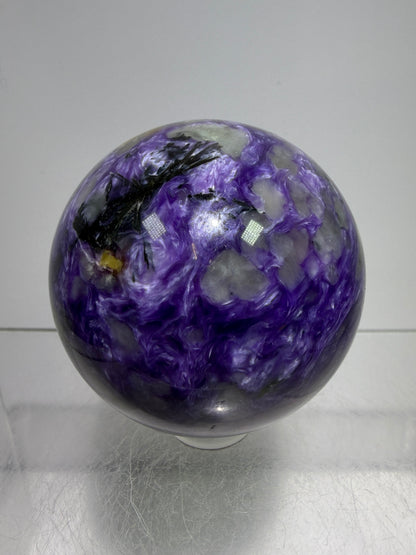 Charoite Crystal Sphere. 50mm. High Quality Beautiful Crystal. Amazing Patterns And Flash. Stunning Rare Crystal