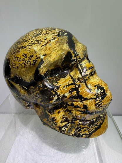 Picture Jasper Skull Carving: Amazing Large Scenic Jasper Carving. Gorgeous Color Combination And Patterns