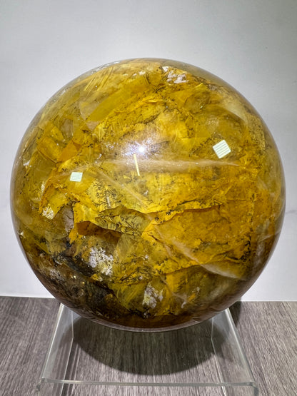 Dendritic Golden Healer Sphere. Huge Display Sphere. 127mm, 6.6 lbs. High Quality With Amazing Dendritic Inclusions.