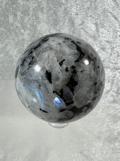 Rainbow Moonstone Sphere. 60mm. Gorgeous Rainbow And Blue Flash! High Quality Display Sphere