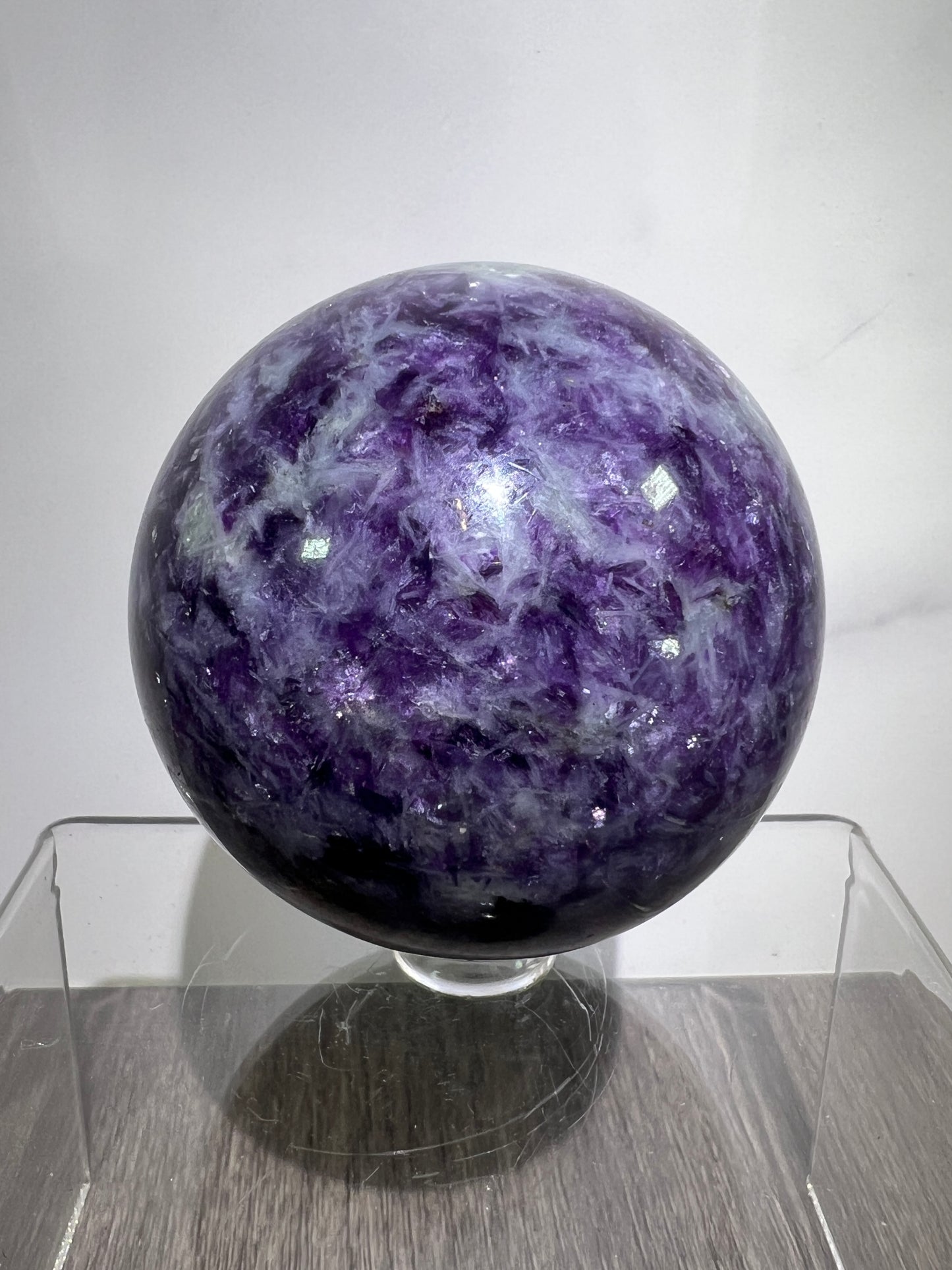 Lepidolite Purple Mica Sphere. 61mm. Gorgeous Flashy Mica Display Crystal.