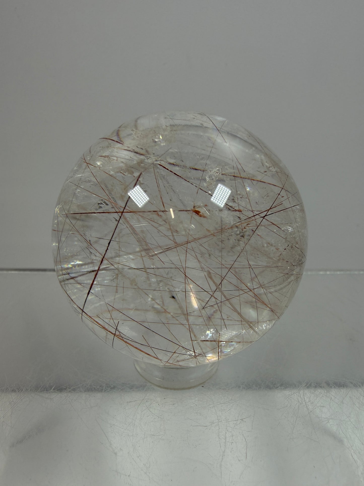 Rutile And Tourmaline Quartz Sphere. 39mm. Amazing Combination Of Red Rutile And Tourmaline. Very Rare Display Sphere