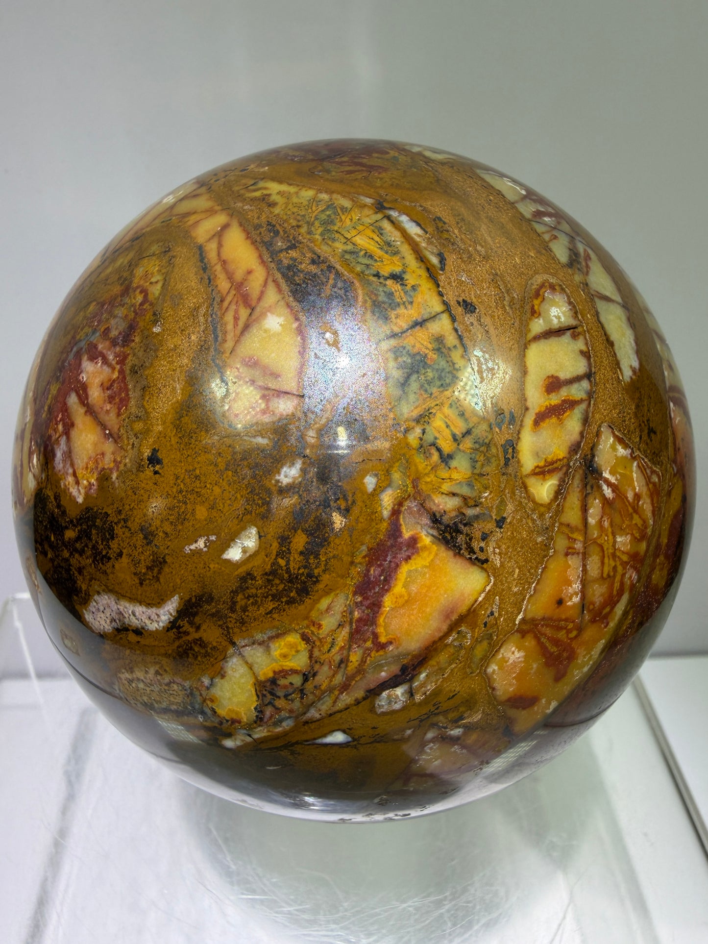 Nguni Jasper And Tiger Iron Sphere. 85mm. Stunning Combination Of Minerals From South Africa