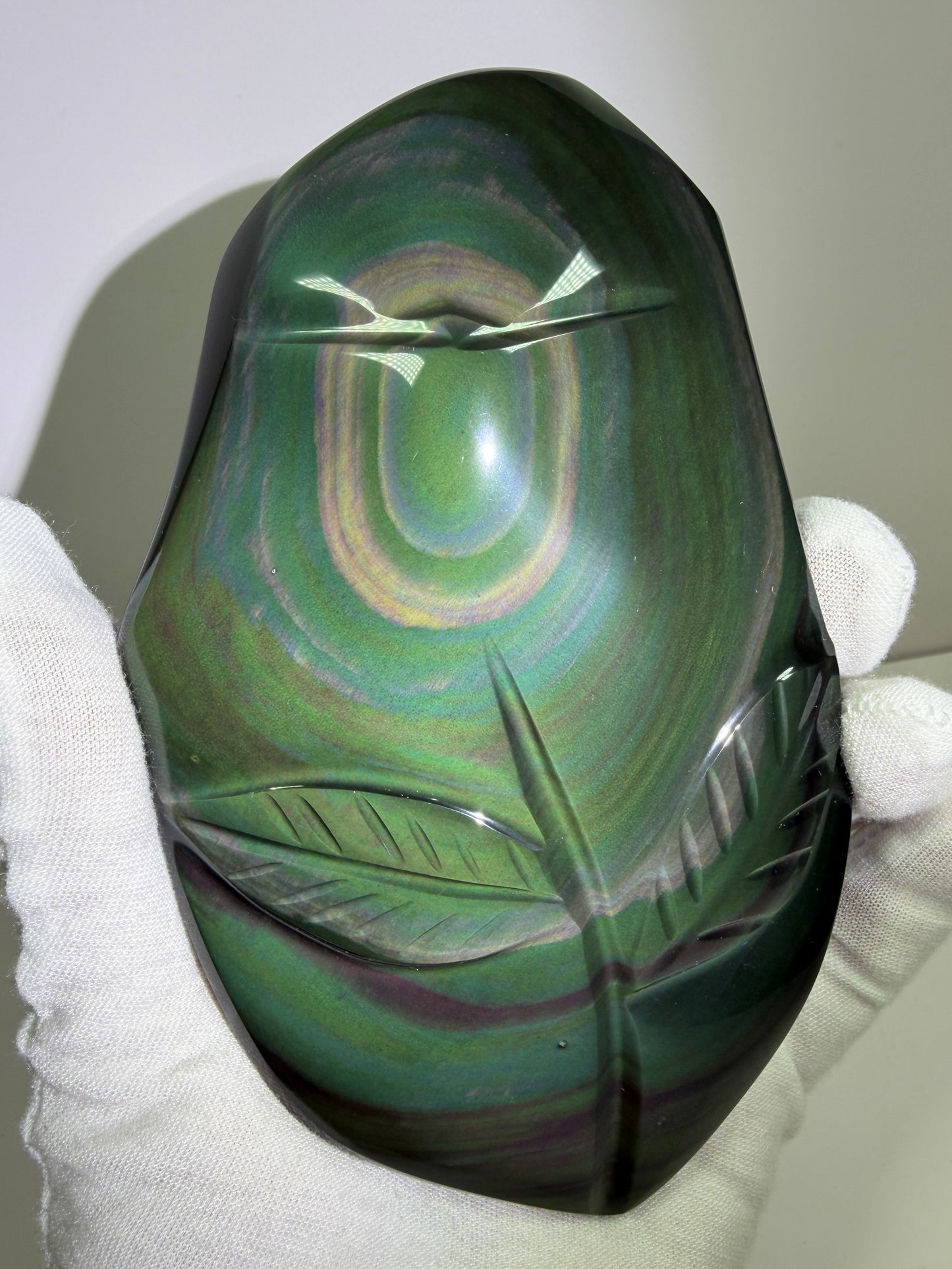 Rainbow Obsidian Freeform. High Quality Carved Flower. Gorgeous One Of A Kind Display Crystal