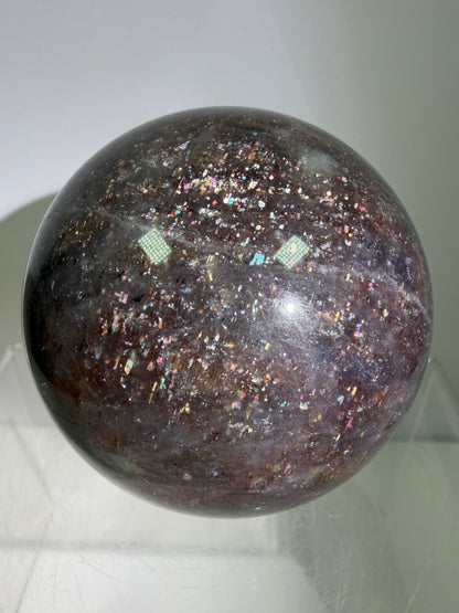 Bloodshot Iolite Sphere. 64mm. Stunning Galaxy Iolite Sunstone Display Sphere. Amazing And Colorful Flash!