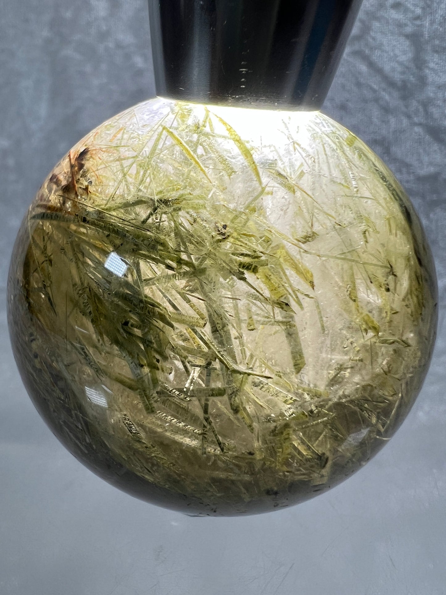 Tourmalinated Quartz Sphere. 56mm. Amazing Green And Red Tourmaline Inclusions. Stunning Rare Display Sphere.