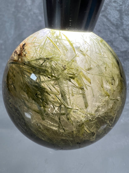 Tourmalinated Quartz Sphere. 56mm. Amazing Green And Red Tourmaline Inclusions. Stunning Rare Display Sphere.