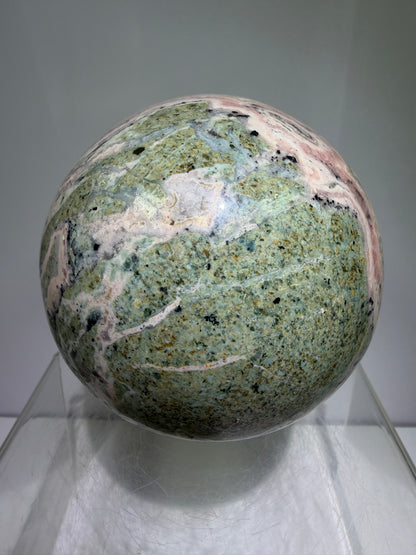 Rhodochrosite Crystal Sphere. 92mm. XL Rare Druzy Display Sphere. Amazing Druzy And Banding