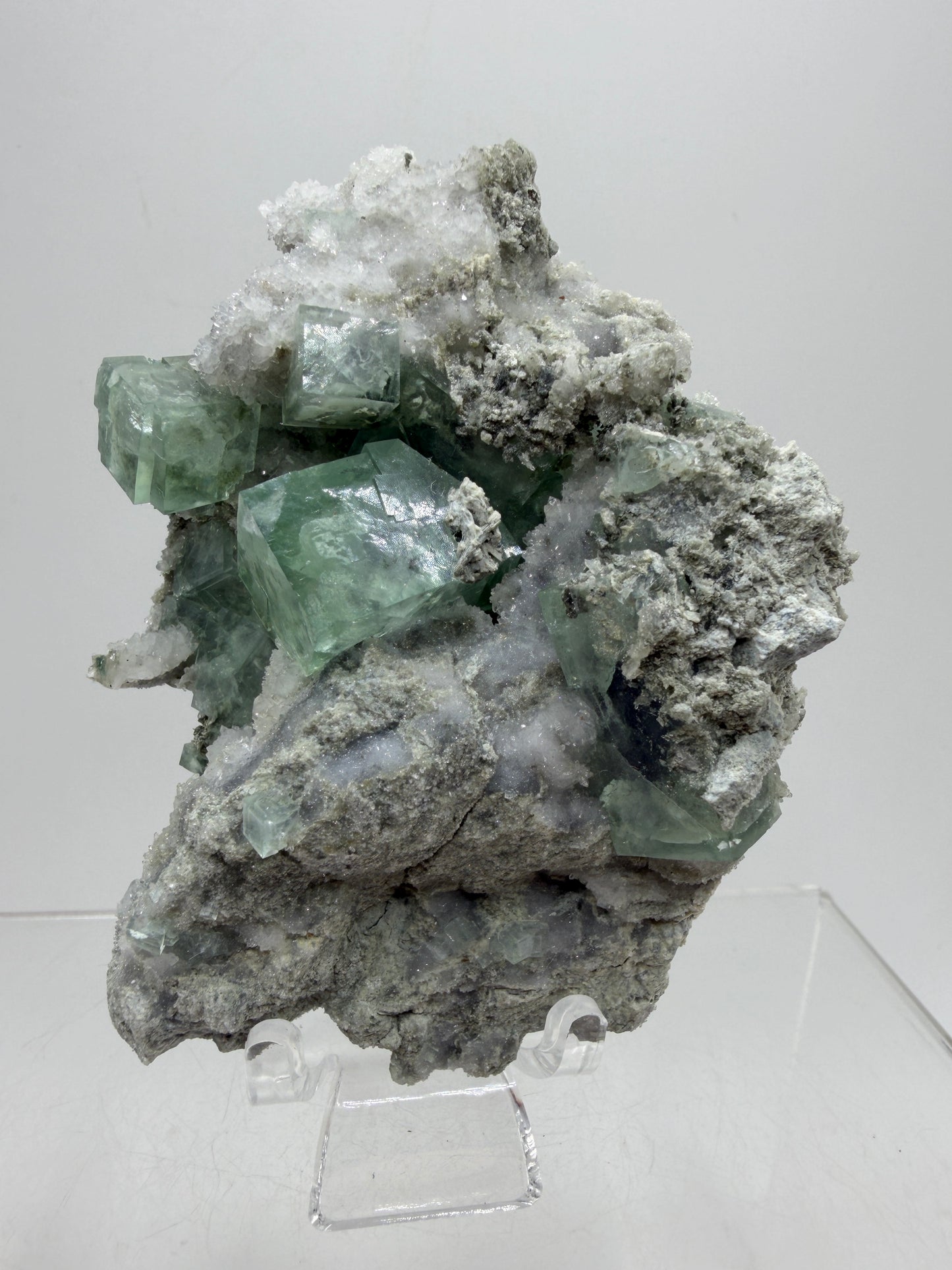 Fluorite Cubes Specimen. Gorgeous Rare Xianghualing Green Fluorite. High Quality Display Crystal