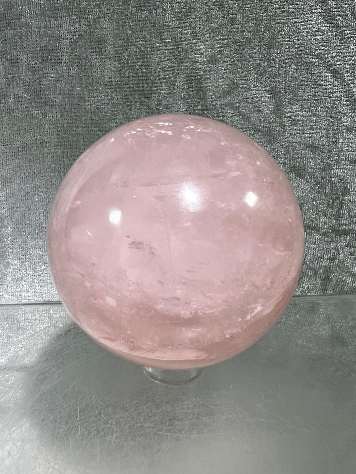 Rose Quartz Sphere. Rare Star Rose Quartz With Rainbows And Asterisms. High Quality Display Sphere.