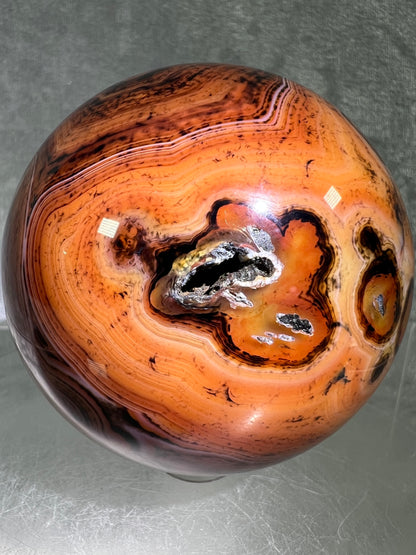 Silk Agate Sphere. 64mm. Amazing Banded Agate From Madagascar. Gorgeous Colors And Patterns On This Display Sphere.