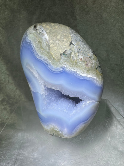 Blue Lace Agate Freeform. Gorgeous Sugar Druzy Polished Freeform From Malawi. Rare Mineral Specimen.
