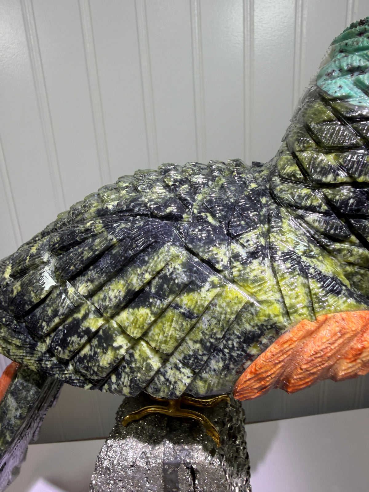 Hand Carved Crystal Parrot From Peru. Extra Large High Quality Display Crystal. Hand Crafted By Local Artisans