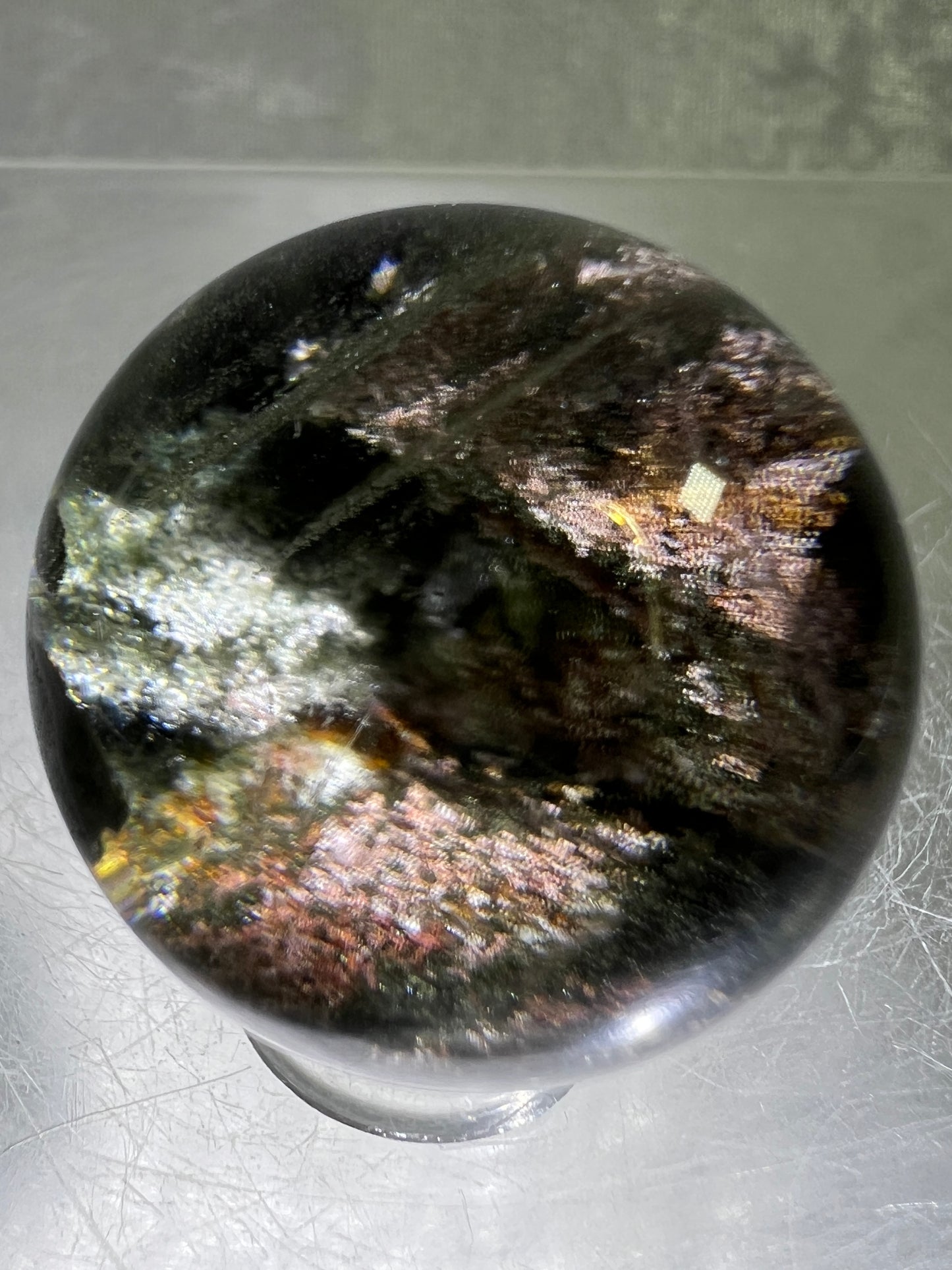 Garden Quartz Lodolite Sphere. Amazing High Quality Four Seasons Landscape.