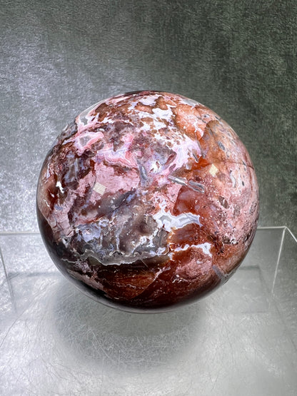 Mexican Crazy Lace Agate Sphere. 70mm. Very Rare Shades Of Pink And Gorgeous Patterns.