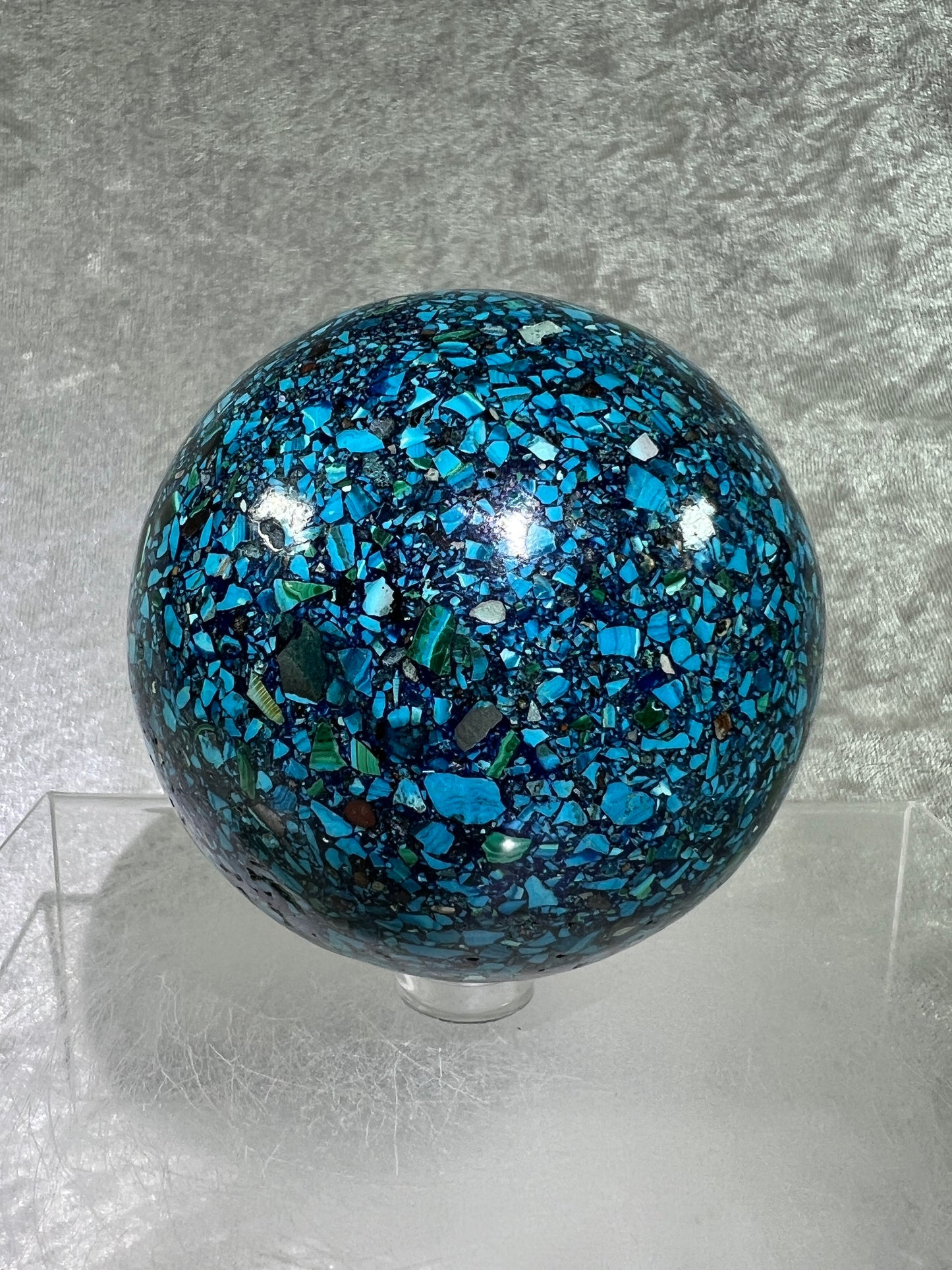 Chrysocolla Conglomerate Crystal Sphere. 74mm. Gorgeous Combination Of Rare Minerals. Stunning Colors!