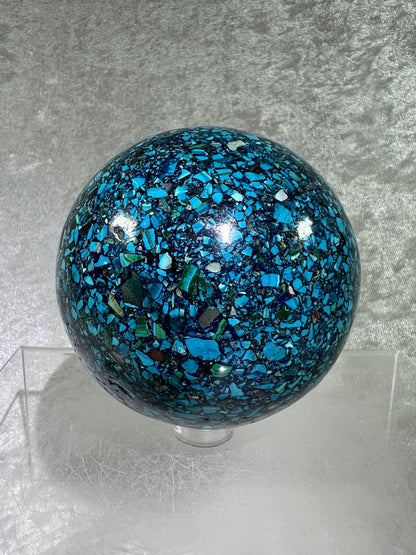 Chrysocolla Conglomerate Crystal Sphere. 74mm. Gorgeous Combination Of Rare Minerals. Stunning Colors!