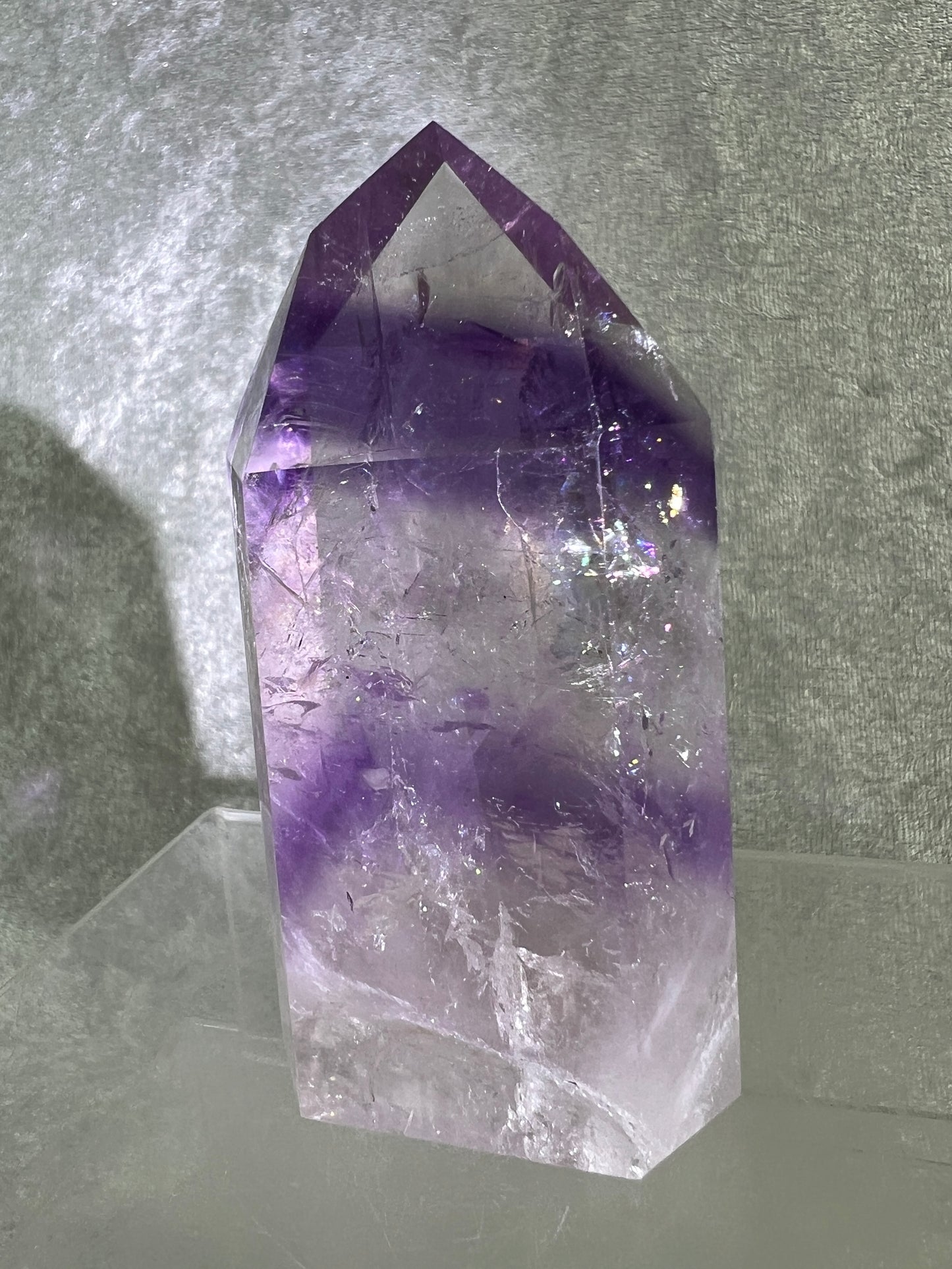 Phantom Amethyst Tower. Gorgeous Amethyst With Amazing Rainbows. High Quality Rare Crystal.