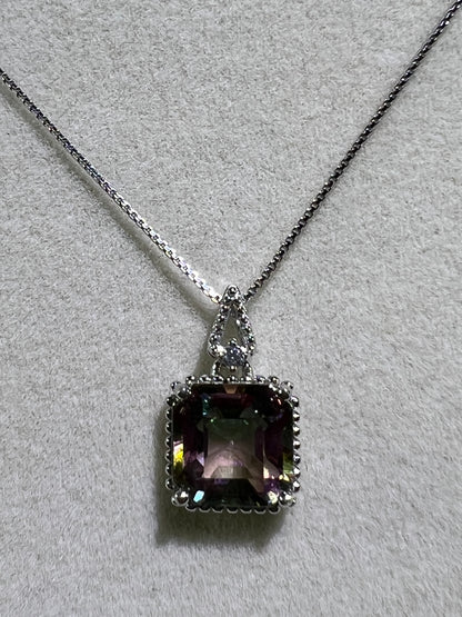 Mystic Topaz Crystal Pendant. S925 Silver Setting And Necklace. Gorgeous Mystic Topaz Gemstone.