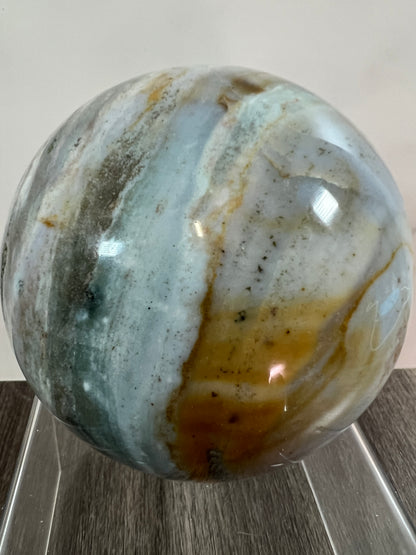 Ocean Jasper Sphere. 92mm. Large Pastel Display Crystal. Rare And Beautiful Colors!