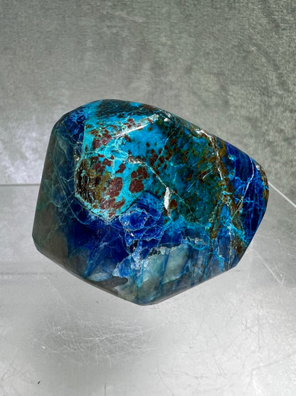 Shattuckite Polished Freeform. Gorgeous Blue Mineral From Namibia. Very Unique And Special Display Crystal.