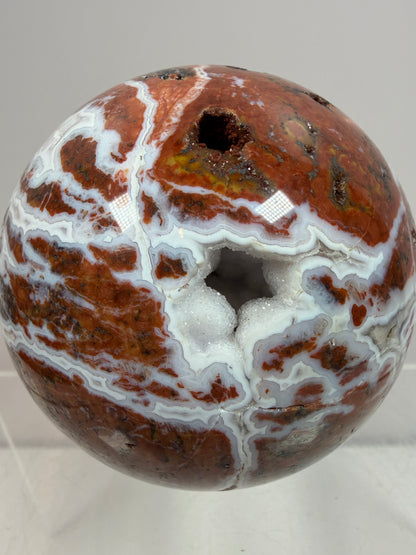 Ocean Jasper Sphere. 61mm. Beautiful Sugar Druzy Sphere. High Quality With Gorgeous Rare Colors