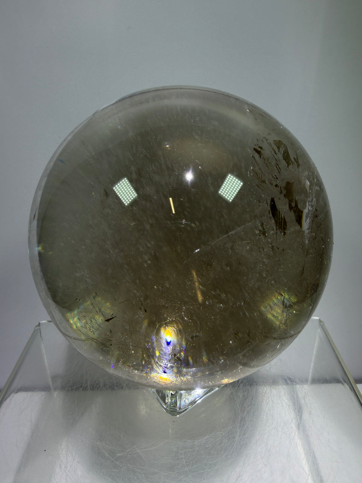 Rutile Quartz Sphere. 82mm. Stunning Large Display Sphere. Gorgeous Light Smoky Rutile Quartz