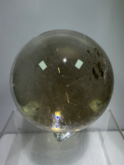 Rutile Quartz Sphere. 82mm. Stunning Large Display Sphere. Gorgeous Light Smoky Rutile Quartz