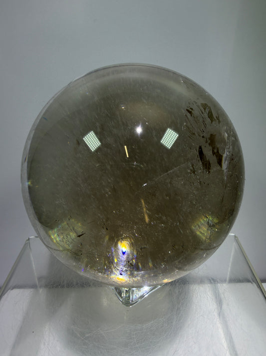 Rutile Quartz Sphere. 82mm. Stunning Large Display Sphere. Gorgeous Light Smoky Rutile Quartz
