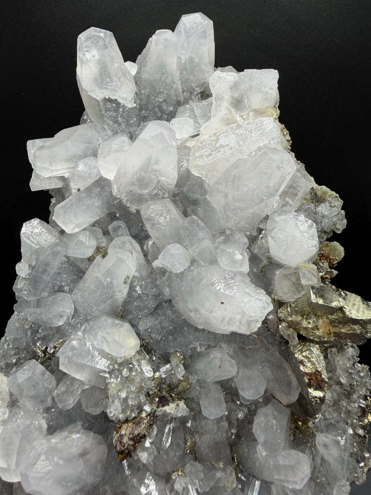 Pyrite And Mangano Calcite Display Specimen. Large High Quality Pyrite And UV Reactive Calcite From Peru. Amazing Rare Multi Mineral Specimen.