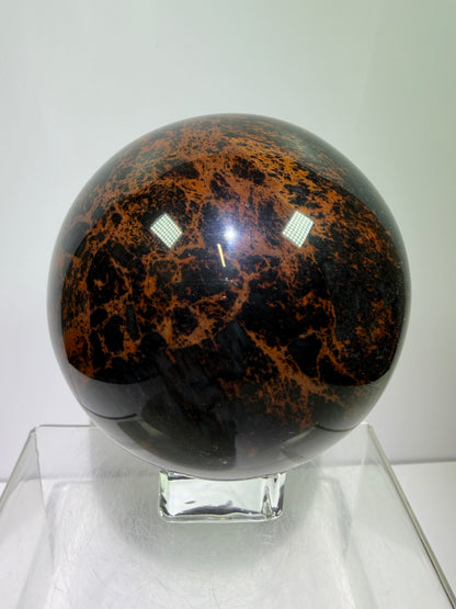Mahogany Obsidian Sphere. 90mm. XL High Quality Crystal. Rare And Stunning Display Sphere