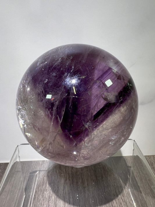 Phantom Amethyst Sphere. 74mm. Rare Amethyst With Amazing Rainbows. High Quality Beautiful Crystal.