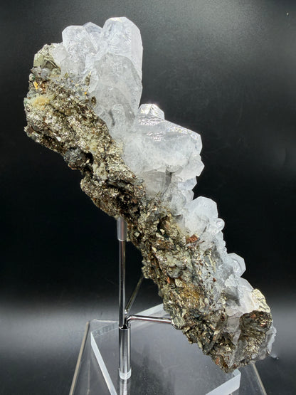 Pyrite And Mangano Calcite Display Specimen. Large High Quality Pyrite And UV Reactive Calcite From Peru. Amazing Rare Multi Mineral Specimen.