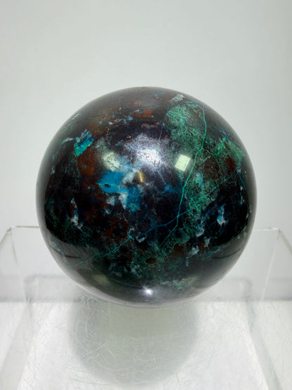 Shattuckite Crystal Sphere. 61mm. Gorgeous Mixed Mineral From Namibia. Very Rare And Special Display Crystal.