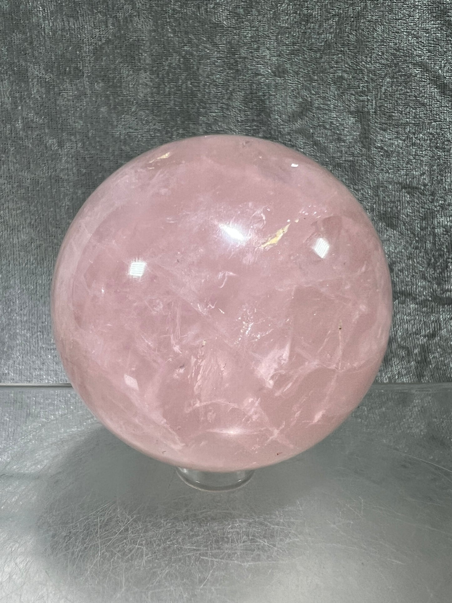 Rose Quartz Sphere. Rare Star Rose Quartz With Rainbows And Asterisms. High Quality Display Sphere.