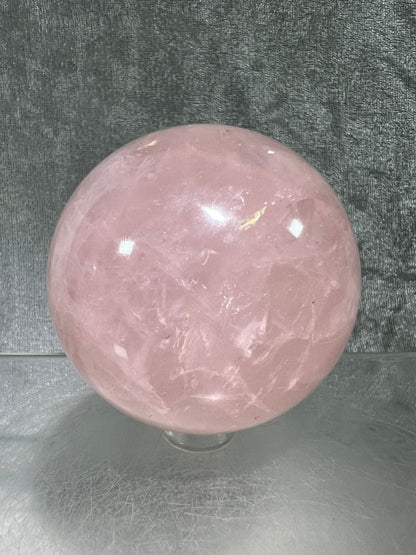 Rose Quartz Sphere. Rare Star Rose Quartz With Rainbows And Asterisms. High Quality Display Sphere.