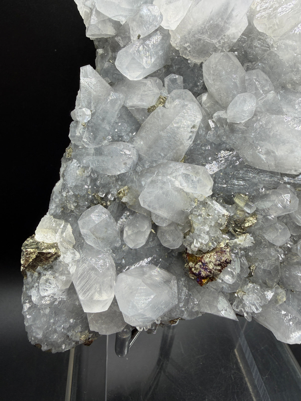 Pyrite And Mangano Calcite Display Specimen. Large High Quality Pyrite And UV Reactive Calcite From Peru. Amazing Rare Multi Mineral Specimen.