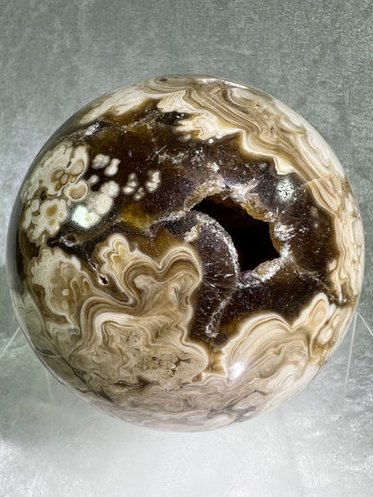Amber Calcite Druzy Sphere. 96mm. Amazing Patterns With Incredible Druzy. Gorgeous Display Sphere.