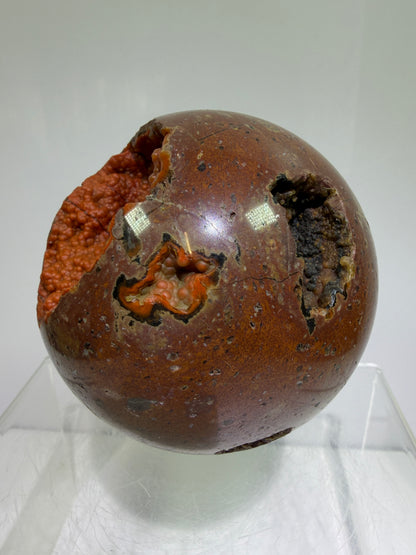 Red Fox Agate Sphere. 77mm. High Quality Druzy Crater Agate From Turkey. Stunning Rare Botryoidal Nodules