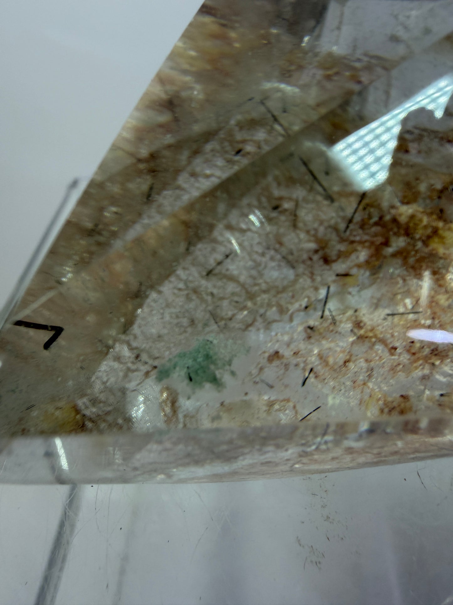Garden Quartz Polished Freeform. Gorgeous Tourmaline And Scenic Quartz From Brazil. Very High Quality Lodolite Freeform.