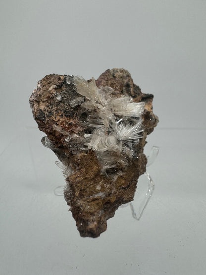 Hemimorphite And Hematite Mineral Specimen. Stunning Clear Crystal Flowers. Gorgeous Contrast In Color.