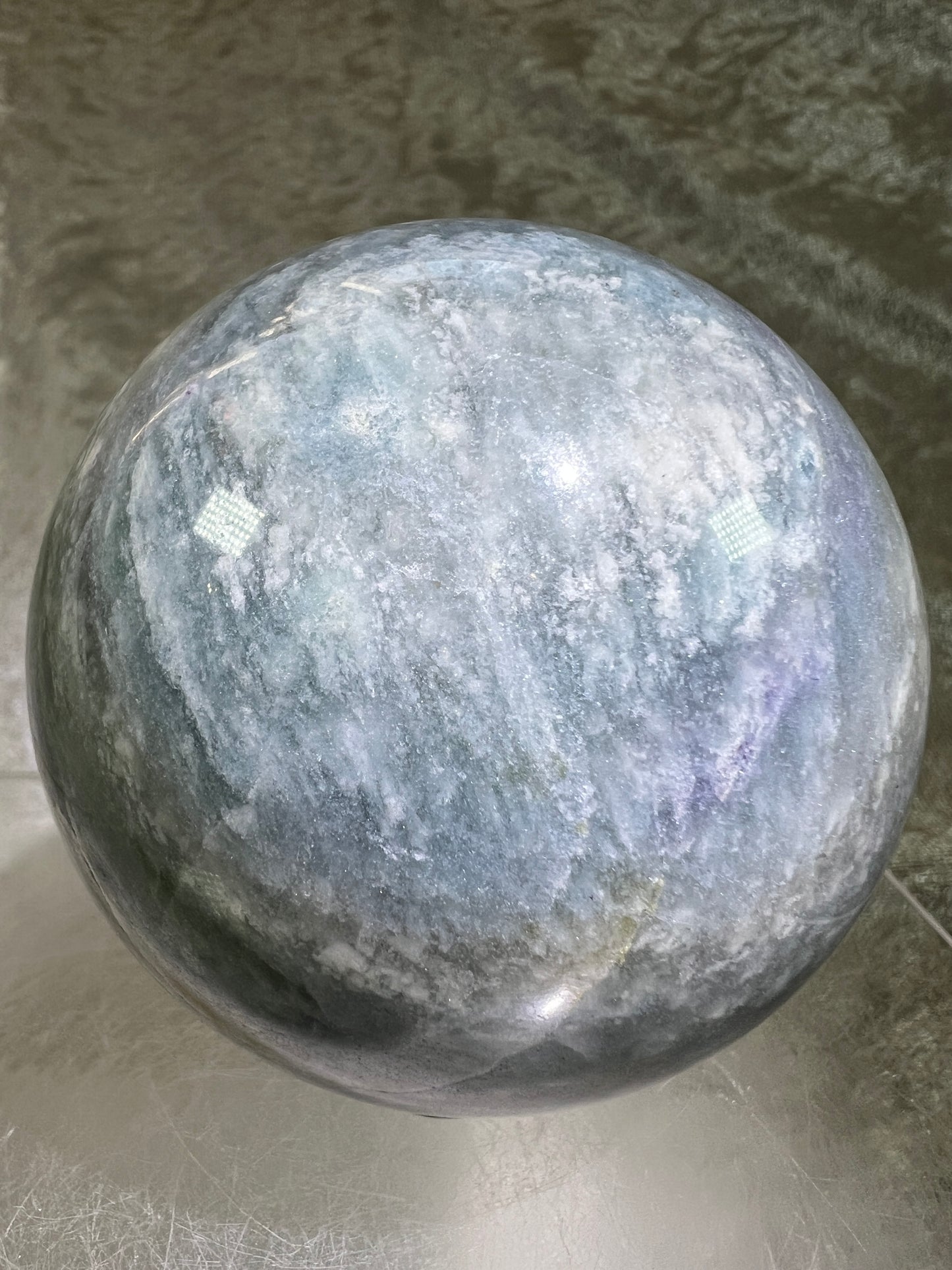 Calcite Blue Cloud Crystal Sphere. 72mm. Gorgeous Colors With Amazing Patterns.
