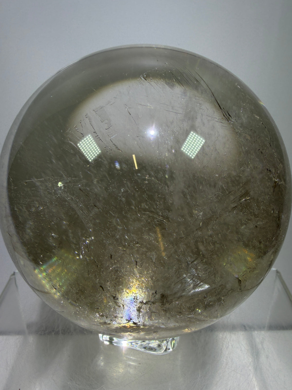 Rutile Quartz Sphere. 82mm. Stunning Large Display Sphere. Gorgeous Light Smoky Rutile Quartz