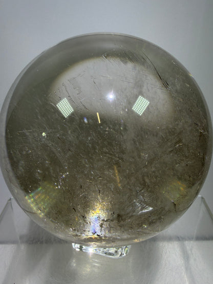 Rutile Quartz Sphere. 82mm. Stunning Large Display Sphere. Gorgeous Light Smoky Rutile Quartz
