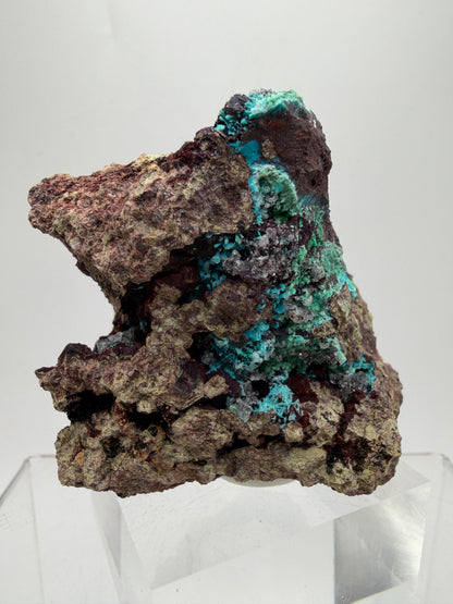 Rosasite And Malachite Specimen. Colorful High Quality Specimen From Mexico. Rare Mineral For Collections